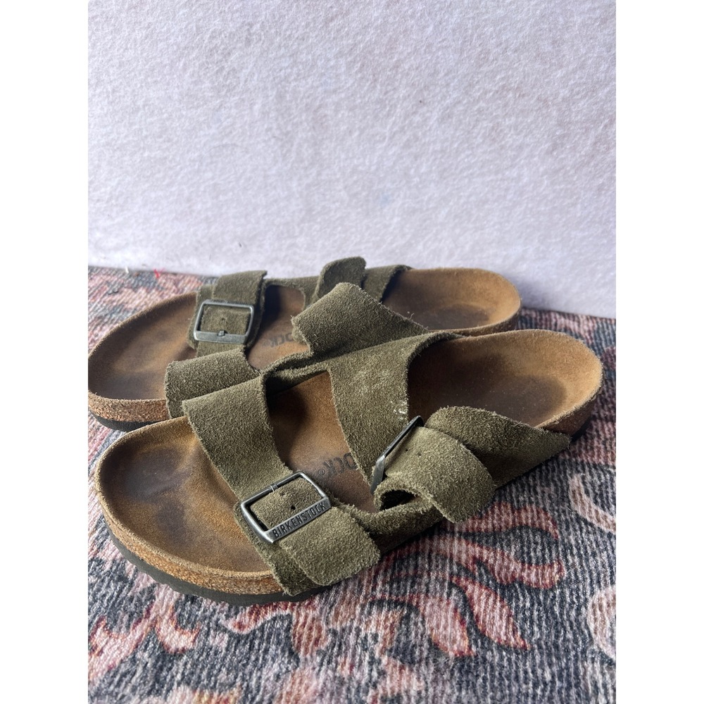 Birkenstock Arizona Suede Leather Sandals Olive Green 41 L10 M8
